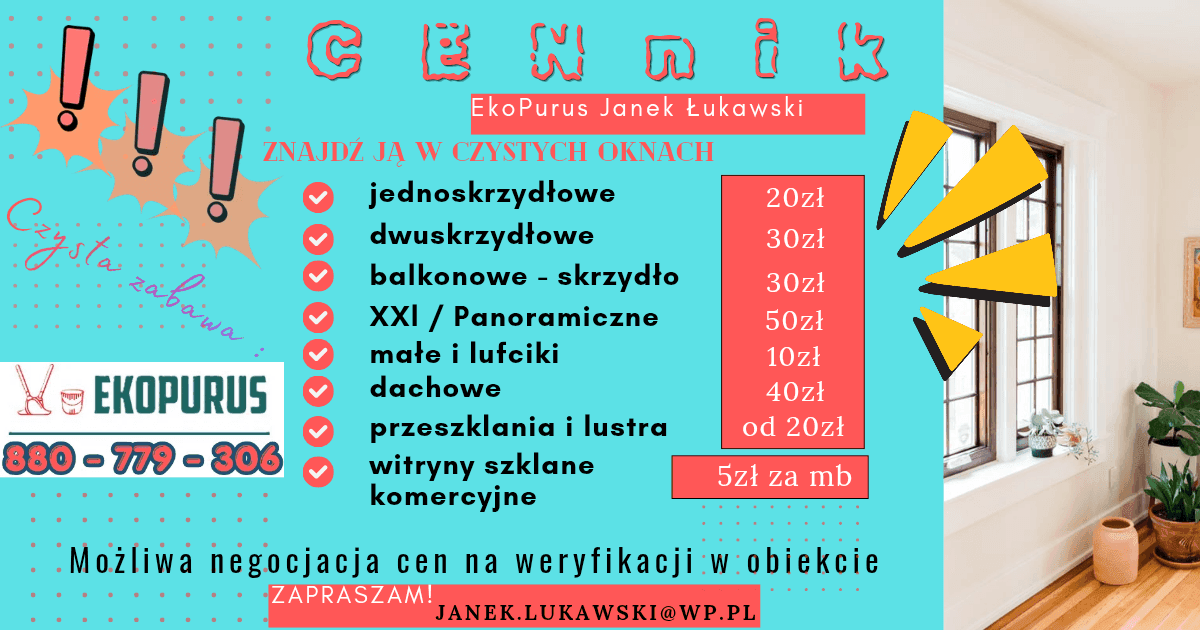 Mycie okien, mycie witryn sklepowych,  sprzątanie mieszkań i lokali, ozonowanie